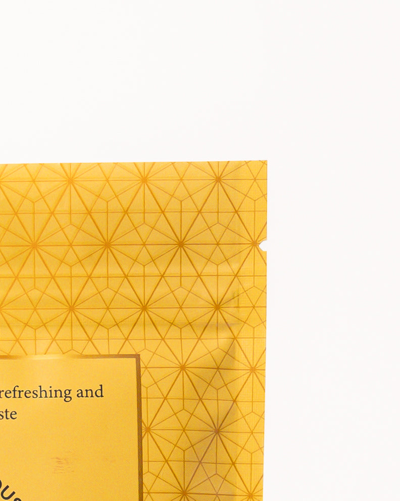 Golden DUDIDOSA V-Vitamins pouch with geometric pattern with safe and easy ziplock closing